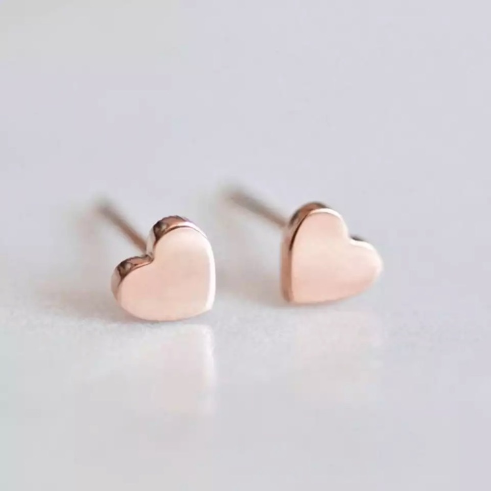 Stainless Steel Heart Stud Earrings - Picture 5 of 7